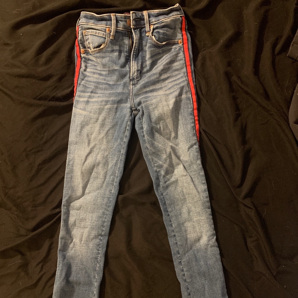 Abercrombie&Fitch red striped jeans